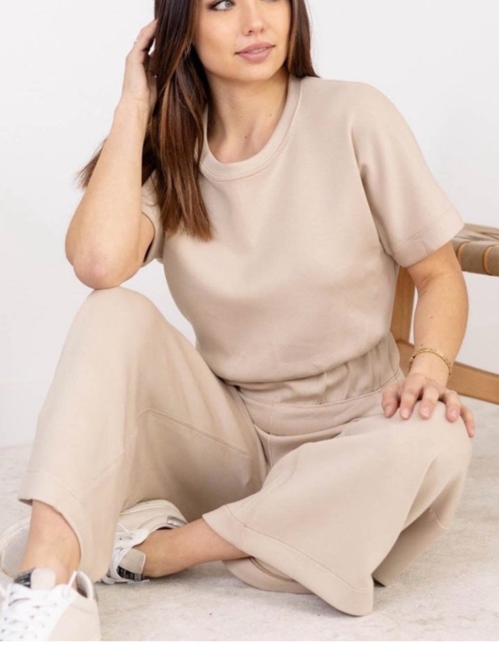 SPANX Neutral Beige Wide-Leg jumpsuit Medium